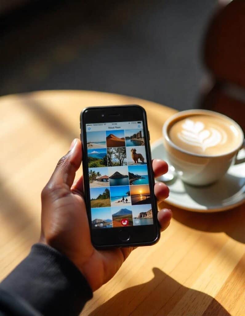 man's phone where he needs to declutter digital photos